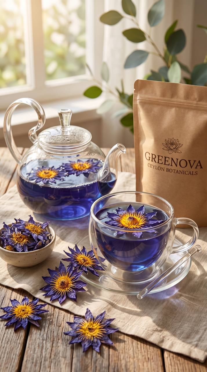 Premium Dehydrated Blue Lotus Flowers Nymphaea caerulea | Greenova Ceylon Botanicals
