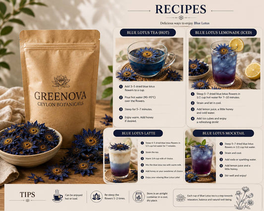 Premium Dehydrated Blue Lotus Flowers Nymphaea caerulea | Greenova Ceylon Botanicals