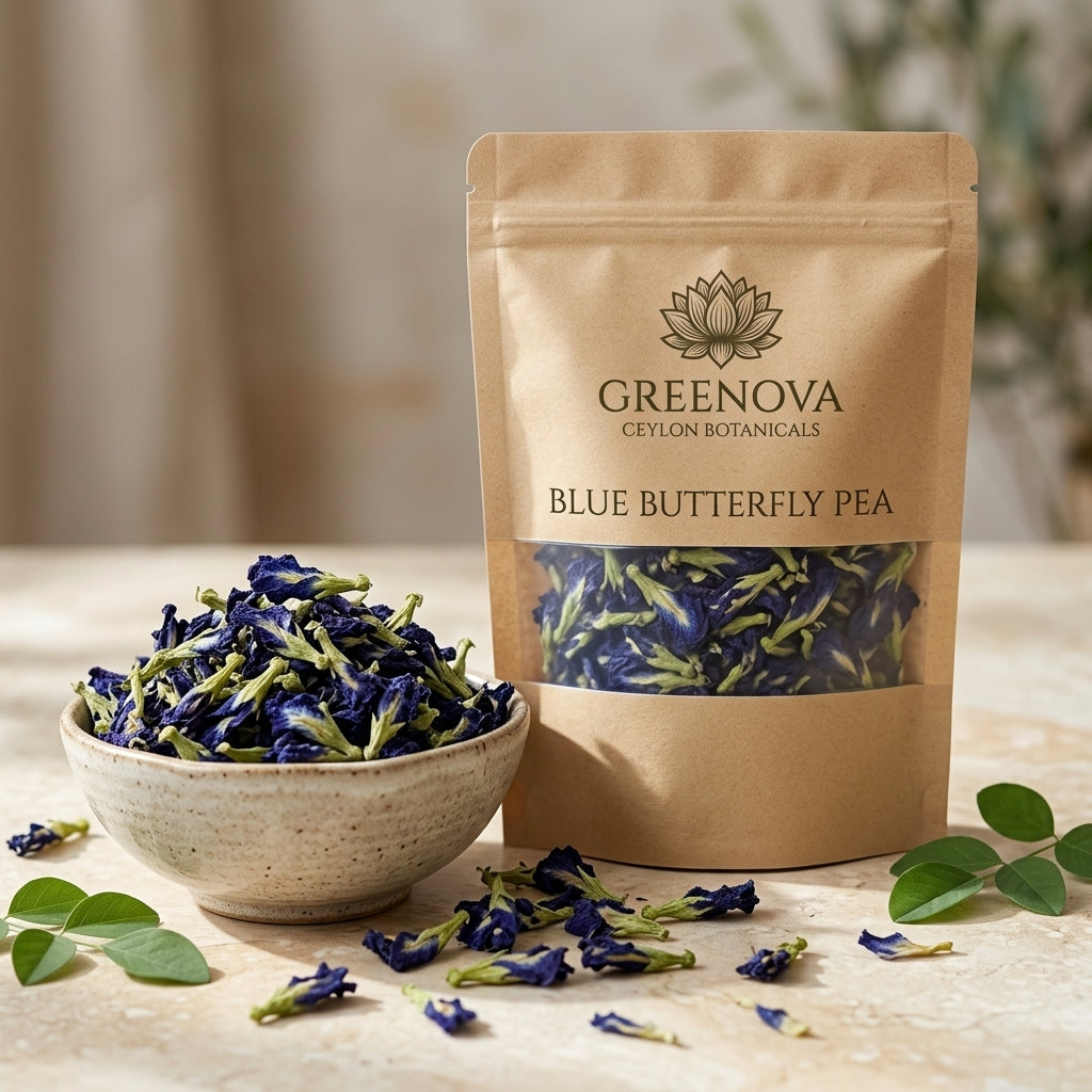 Dried Blue Butterfly Pea Flowers | Natural Ceylon Botanical Tea | Greenova Ceylon Botanicals