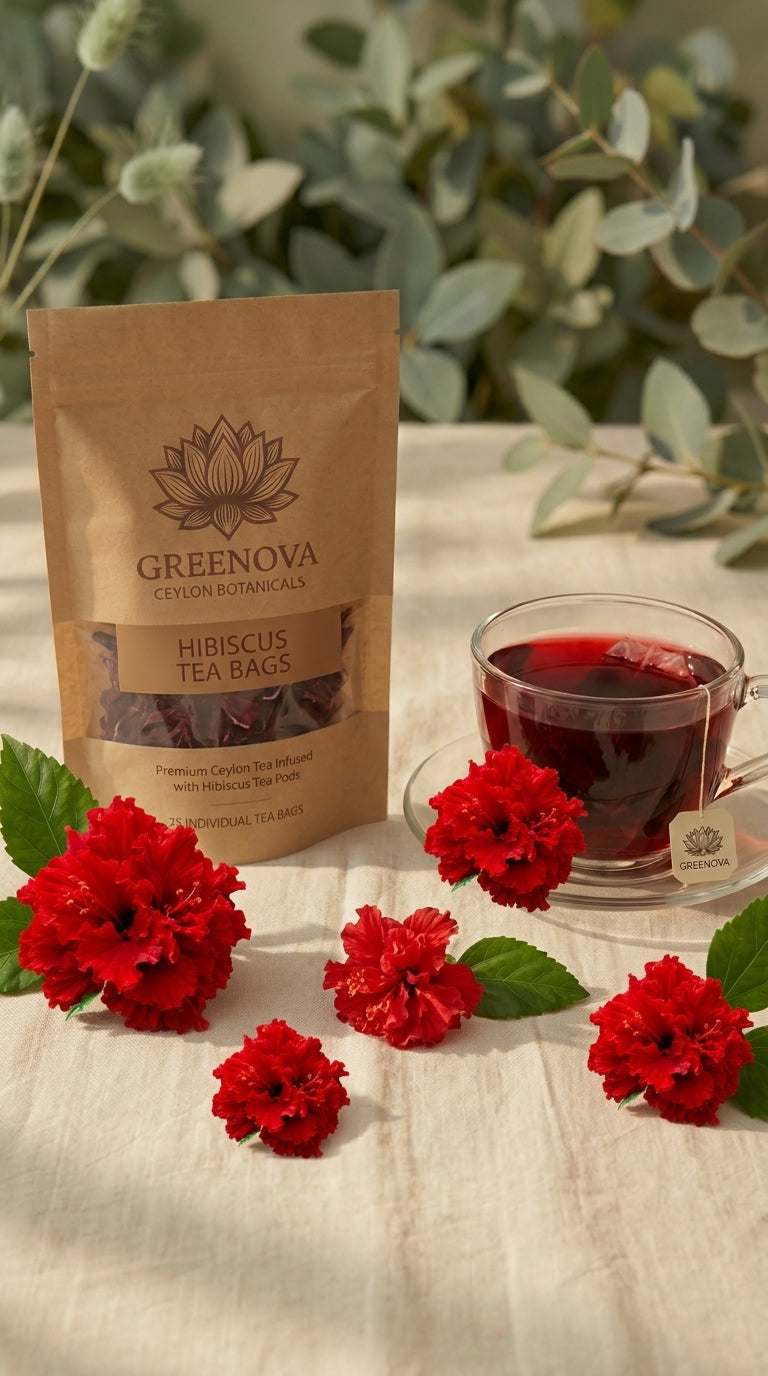 Hibiscus Tea Bags | Natural Hibiscus Herbal Tea | Greenova Ceylon Botanicals