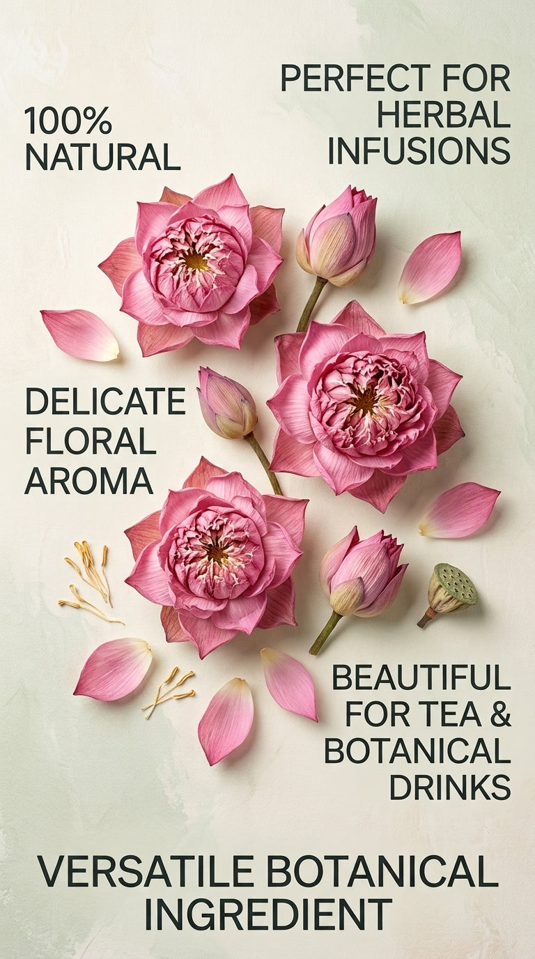 Dehydrated Pink Lotus Flowers – Natural Dried Lotus for Tea & Herbal Infusions