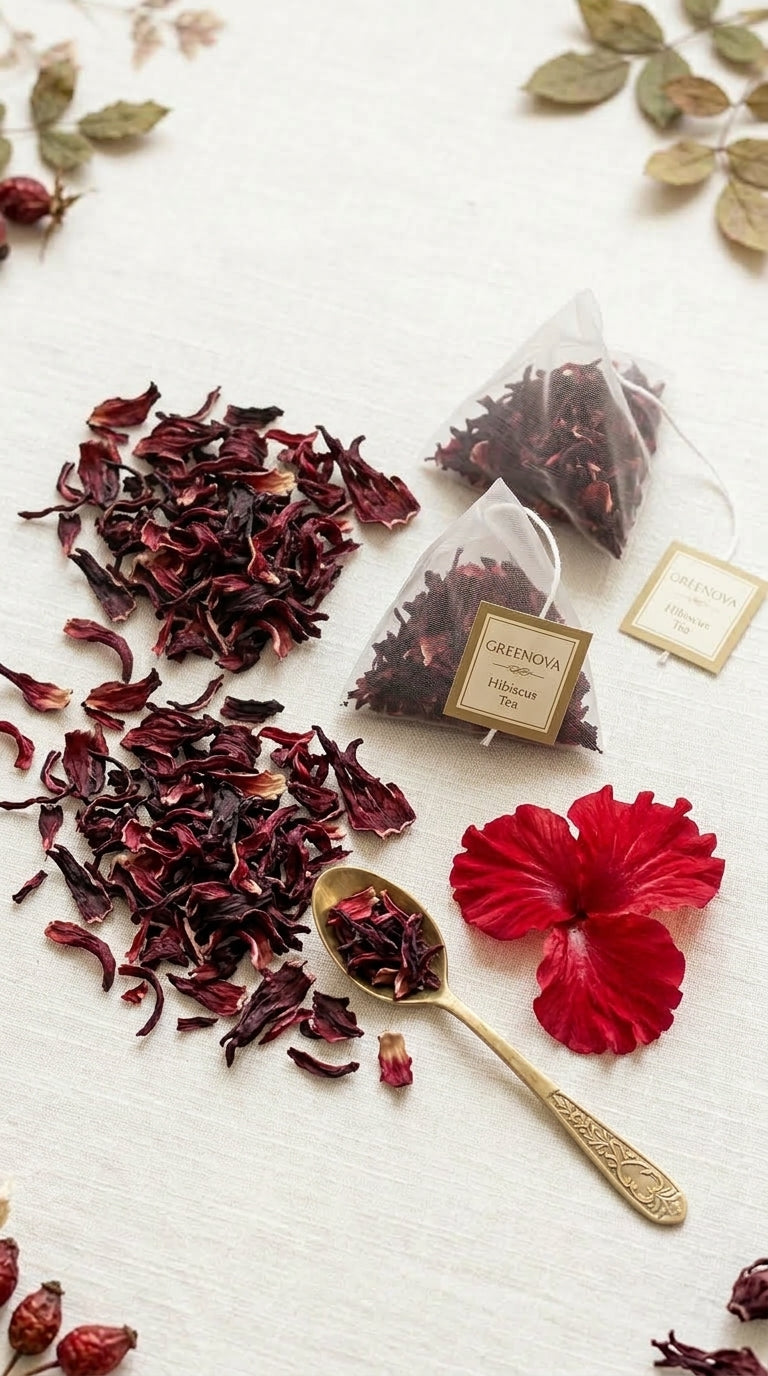 Hibiscus Tea Bags | Natural Hibiscus Herbal Tea | Greenova Ceylon Botanicals