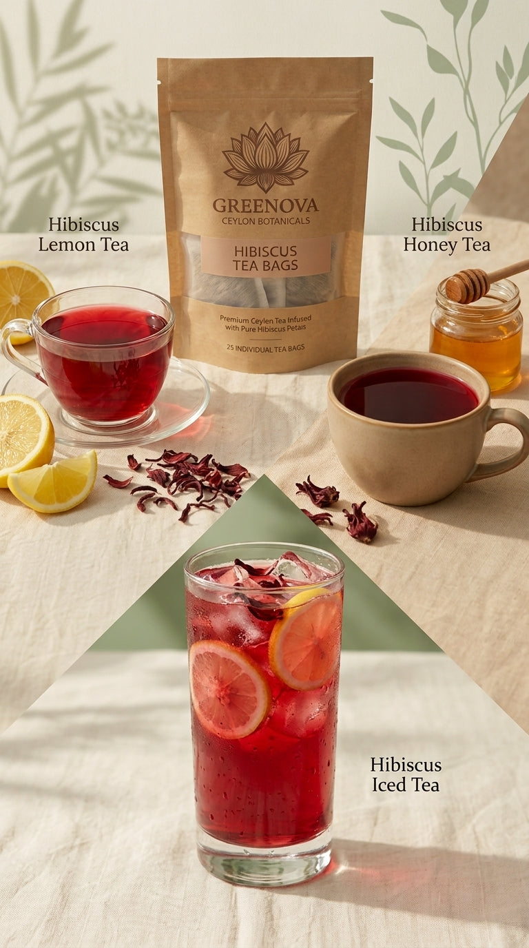 Hibiscus Tea Bags | Natural Hibiscus Herbal Tea | Greenova Ceylon Botanicals