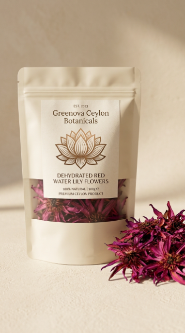 Dehydrated Red Water Lily Flowers | Natural Dried Water Lily | Greenova Ceylon Botanicals