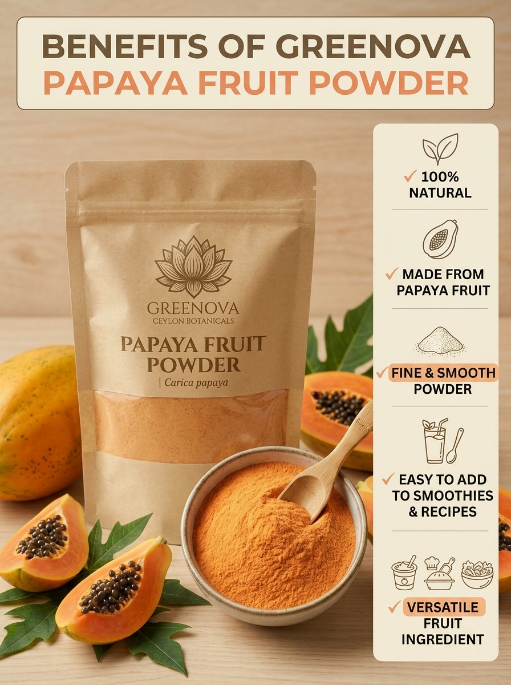 Organic Papaya Powder | 100% Natural Dried Papaya Powder | Greenova Ceylon Botanicals