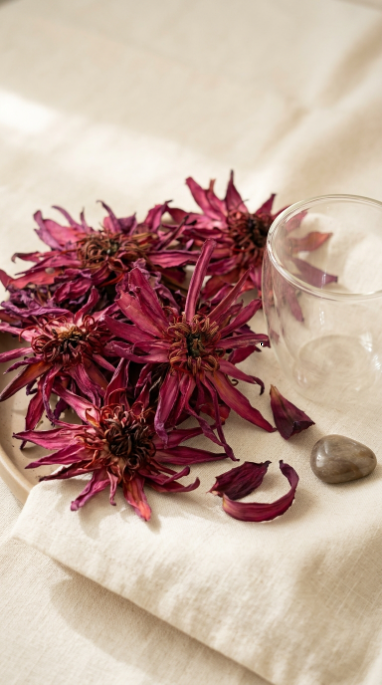 Dehydrated Red Water Lily Flowers | Natural Dried Water Lily | Greenova Ceylon Botanicals