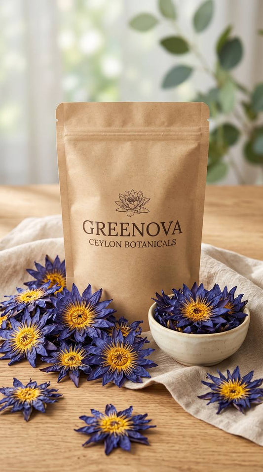 Premium Dehydrated Blue Lotus Flowers Nymphaea caerulea | Greenova Ceylon Botanicals