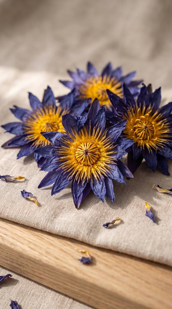 Premium Dehydrated Blue Lotus Flowers Nymphaea caerulea | Greenova Ceylon Botanicals