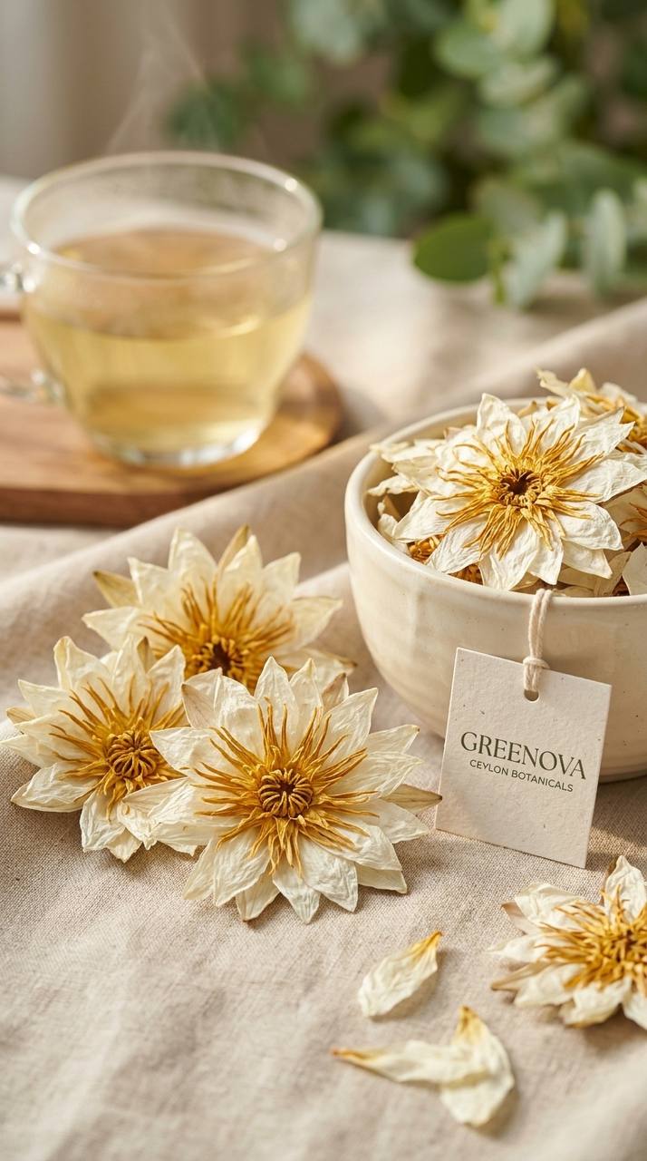 Dried White Water Lily Flowers – Premium Whole Natural Flowers Greenova Ceylon Botanicals