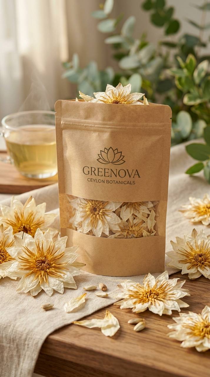Dried White Water Lily Flowers – Premium Whole Natural Flowers Greenova Ceylon Botanicals