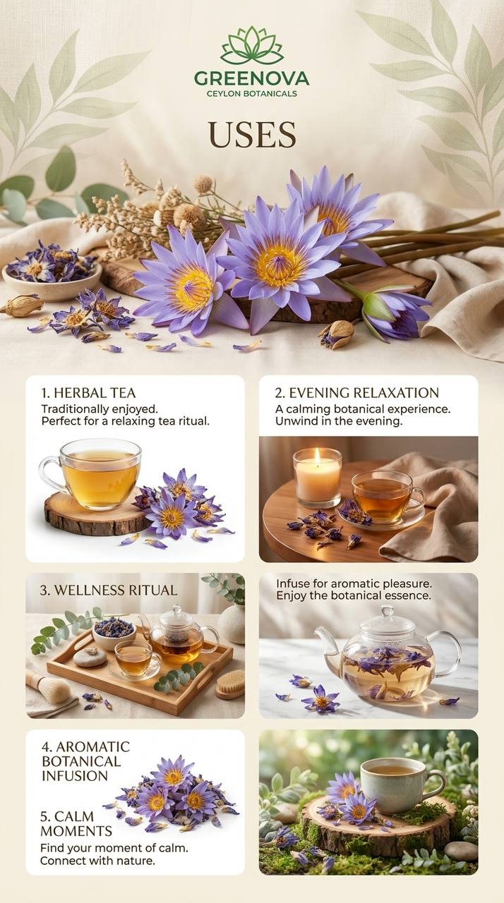 Dehydrated Egyptian Blue Lotus Whole Flowers | 100% Pure Nymphaea Caerulea | Herbal Tea for Lucid Dreams, Sleep & Relaxation
